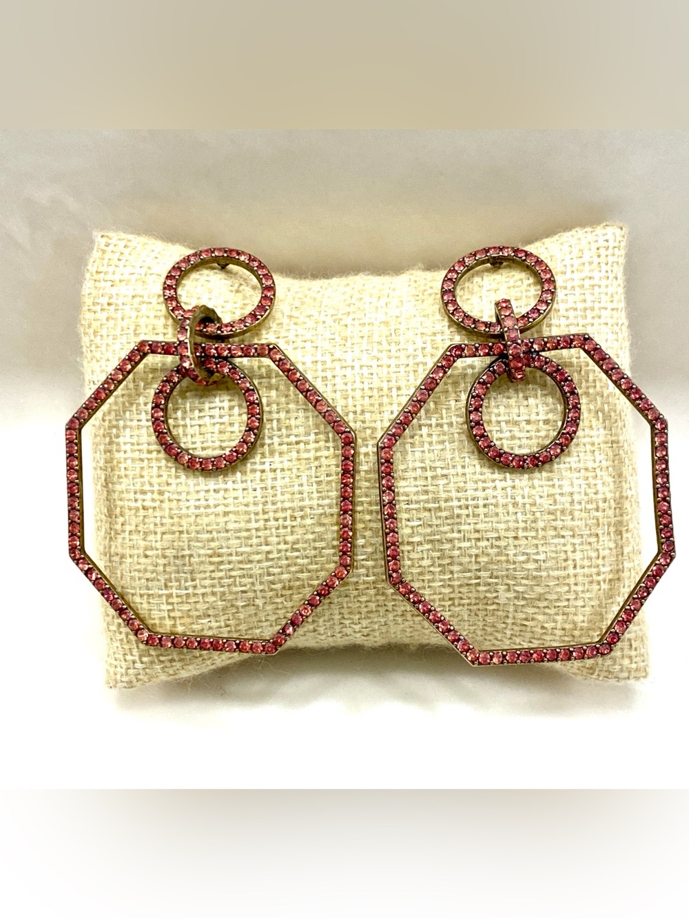 J. Crew Rose Pink Octagon Crystal Drop Earrings